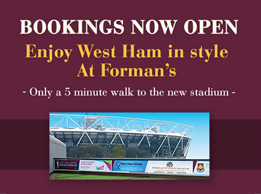 Award-winning venue Formans Fish Island, is delighted to welcome our new neighbours West Ham United FC for the new 2016/2017 Premiership season (from August 2016).